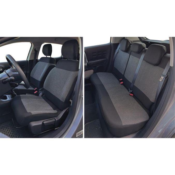 Coprisedili Foderine Anteriori e Posteriori Personalizzati Citroen C3 16> Tessuto Millepunti Antracite Cora 129186